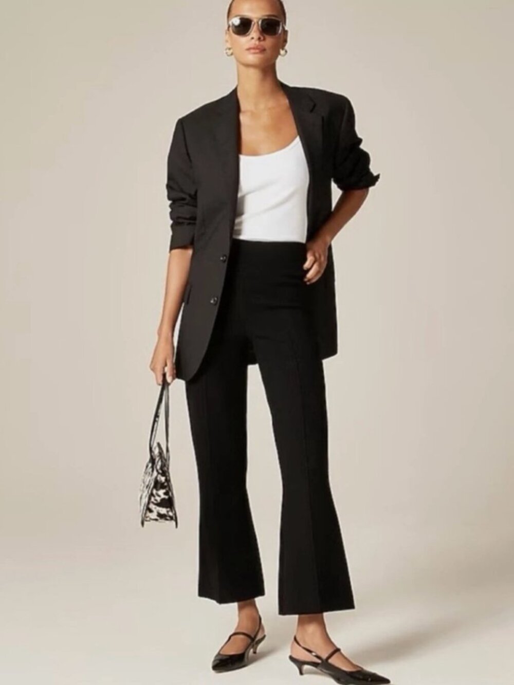 J.Crew Delaney Kickout Sweater Pants Black Size M Like New Flare Knit Pull-On